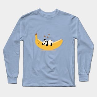 Little Panda Sleeping on a Banana Long Sleeve T-Shirt